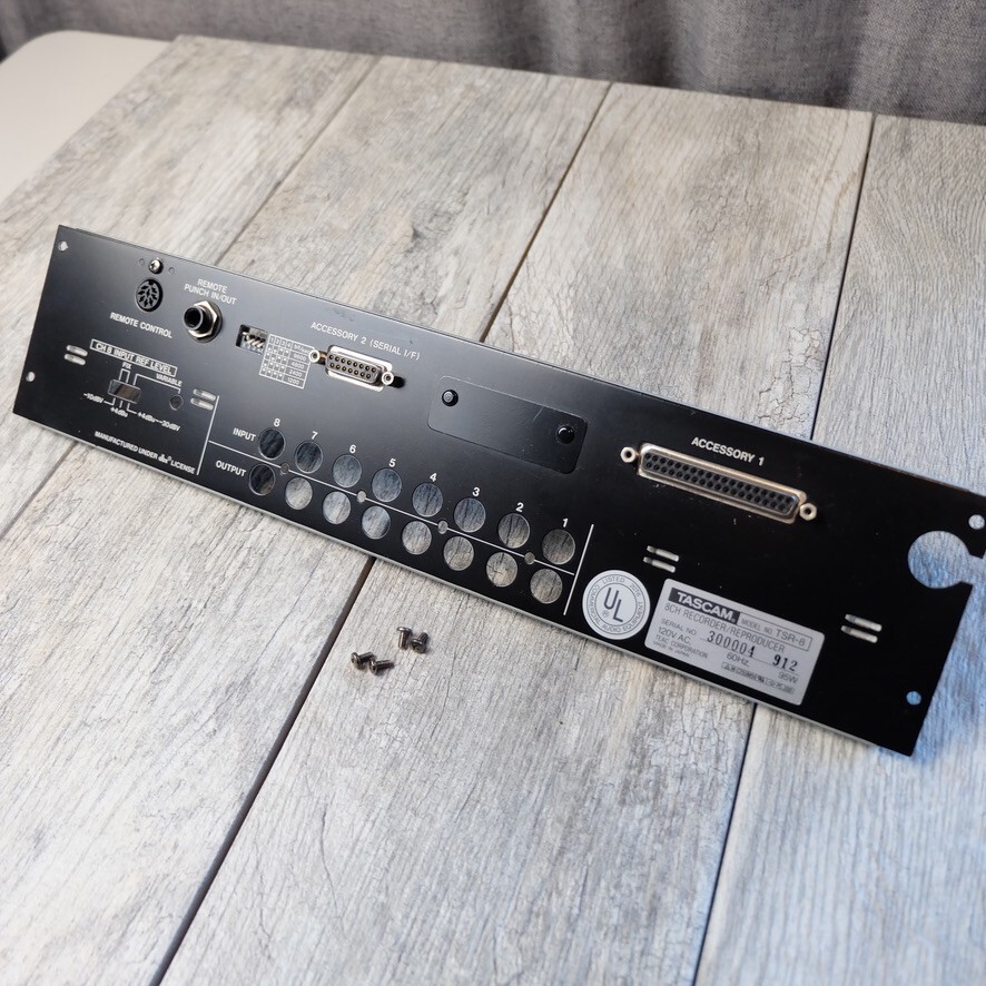 Tascam TSR-8 Reel to Reel – Rear Middle Cover Panel w/Accessory 1 & Remote Punch