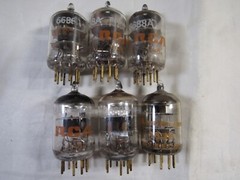 6 Pcs Electron Tubes 6688 tested Gold Pins Holland, Britain 5 x RCA 1 x Amperex