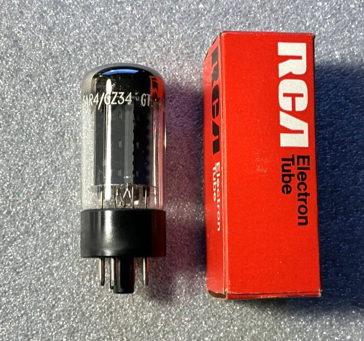 NOS Mullard labeled RCA 5AR4/GZ34 7 Notch Version. Tests 65/65 on TV7/U.