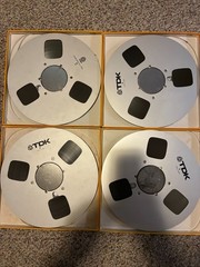 Lot of 4 used TDK LB-3600 10.5&Prime; reel to reel tapes, 1/4&Prime;