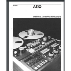 Studor A810 Reel to Reel Operating and Service Manual 179 pages Comb Bound