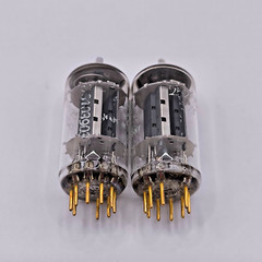 Telefunken 6211 gold pin, strong matched pair same codes, ULM factory, diamond