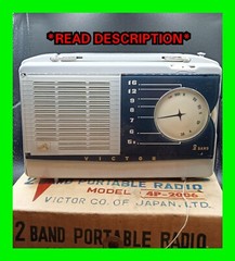 Very Rare Victor 2 Band 3 Way Portable Radio Model 4P-2006 ~ In Original Box HTF