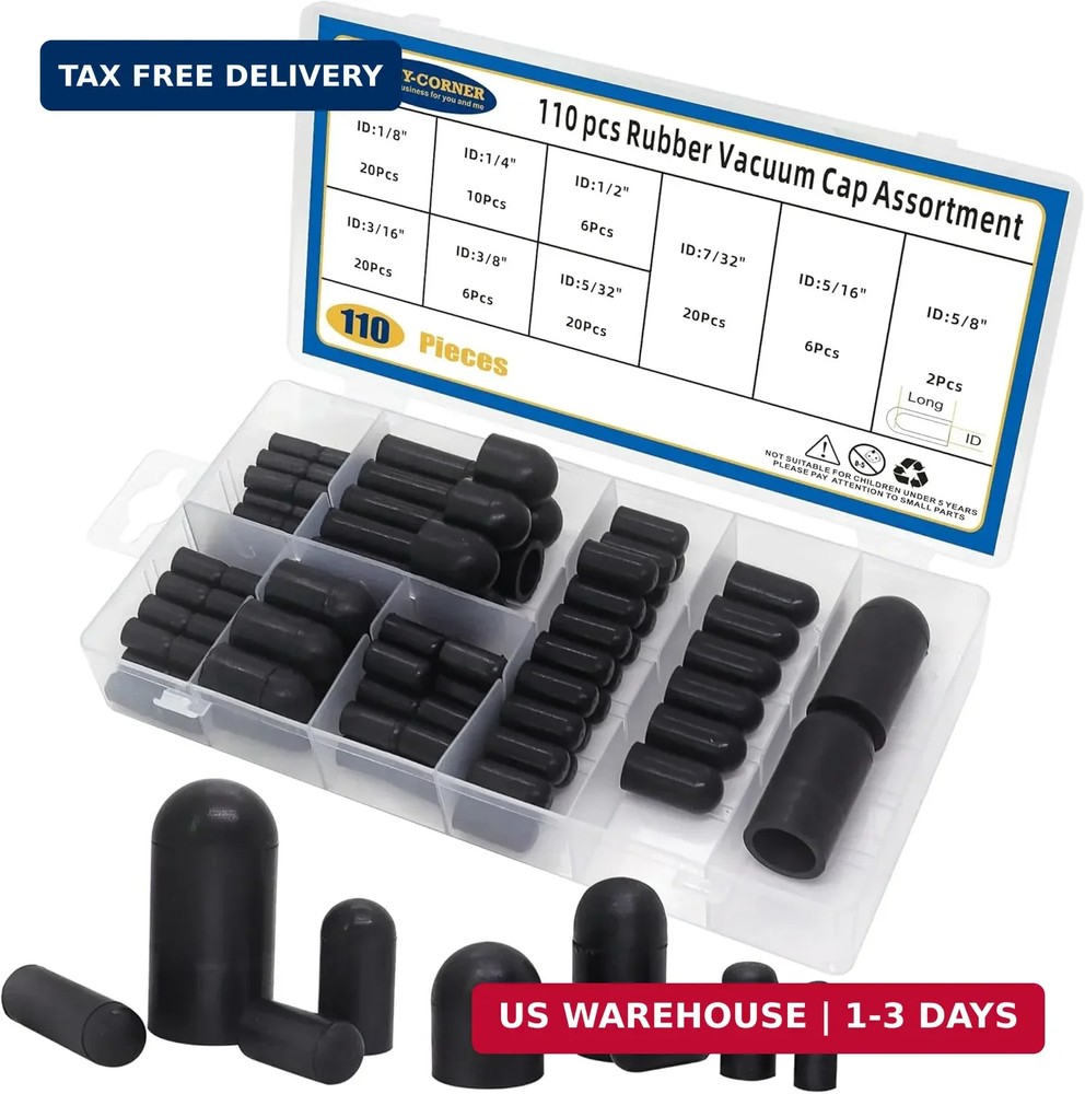 110 PCS Vacuum Caps Assortment, Vacuum Plugs Hose End Cap, Rubber Vacuum Caps Ki