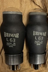 VERY RARE NOS GLASS TUBES MATCH PAIR L63 / 6J5G BRIMAR VINTAGE 1950&rsquo;S [] GETTERS