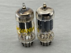 (2) Sylvania 12AX7 ECC83 Preamp Tubes Gray Plates O Getters Tests NOS TV-7B/U