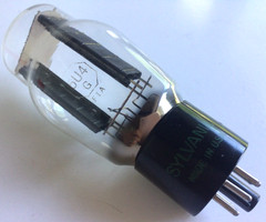 Sylvania 5U4G Vacuum Tube Rectifier Black Plate ST Shape Vtg Tested Good No Box