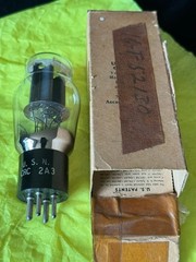 PAIR of unused 1940s U. S. Navy RCA CRC 2A3 Mil Spec Black Plate Tube. Orig Pkg.