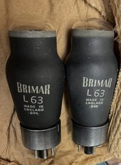 VERY RARE NOS GLASS TUBES MATCH PAIR L63 / 6J5G BRIMAR VINTAGE 1950&rsquo;S [] GETTERS