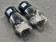 (2) RCA Cunningham 71A Power Tubes Silver Plates Engraved Bases Late 40s Strong
