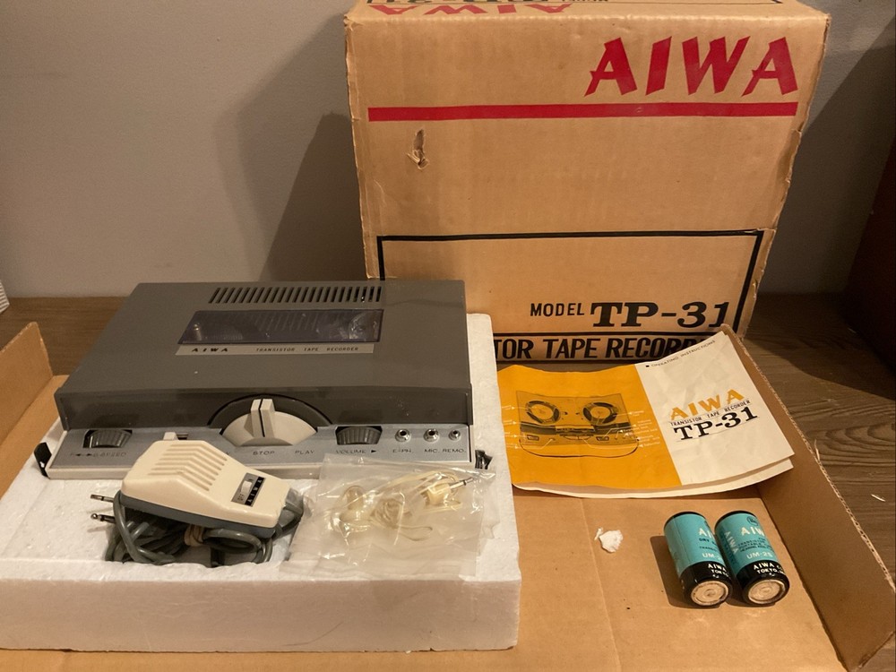 Vintage AIWA Transistor Tape Recorder TP-31 Original Box/ Manual-Works