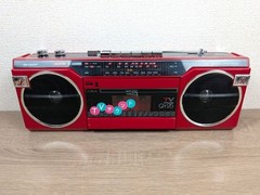 SHARP QT-25 Red Stereo Radio Cassette Recorder Showa Retro FM AM Fully Works