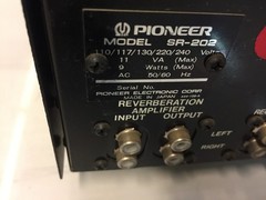 Vintage Pioneer SR-202 Stereo Solid State Reverberation Amplifier (Untest, AS-IS