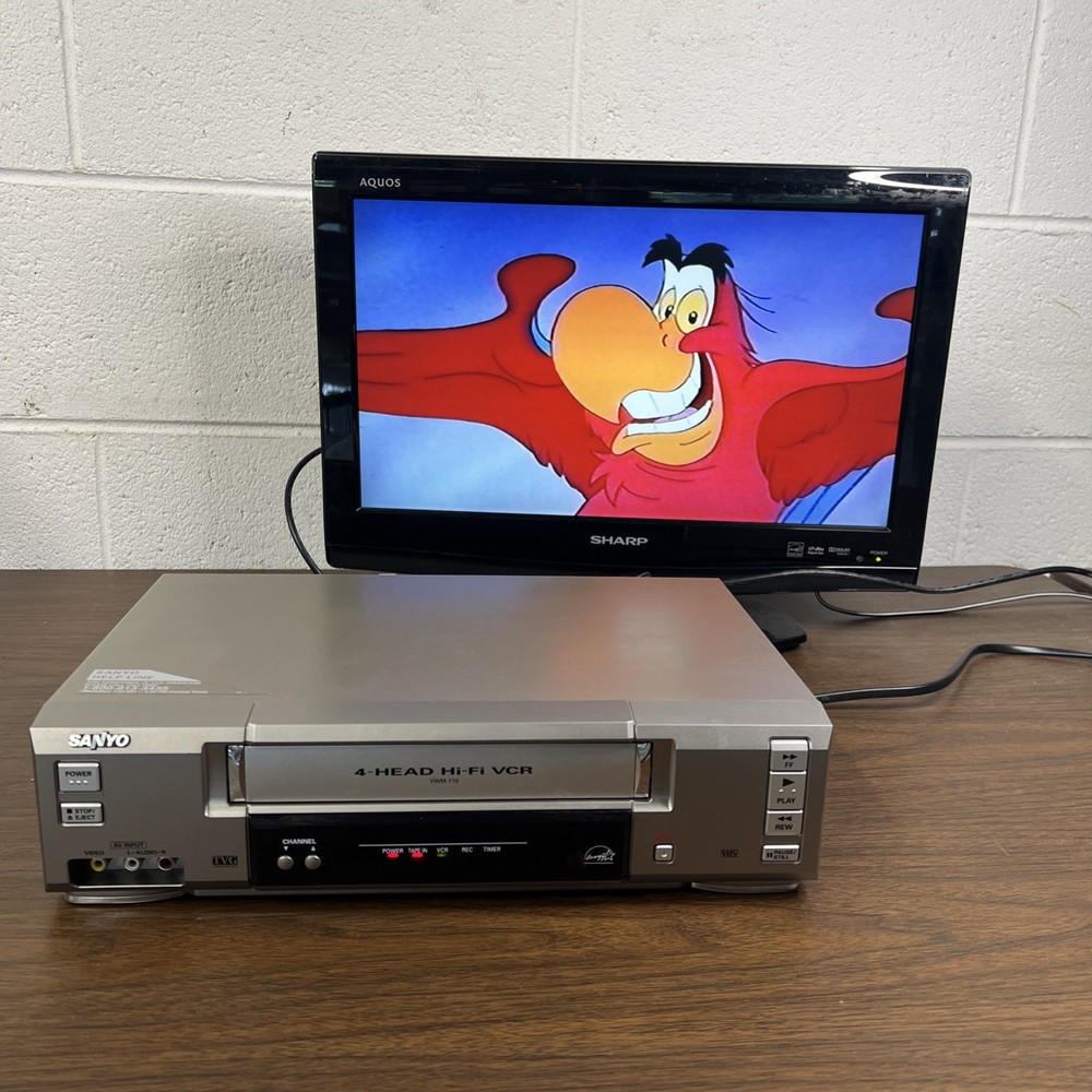 Sanyo VWM-710 VCR 4Head Hi-Fi Stereo VHS Player Tested, No Remote