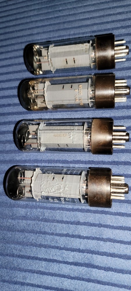 Mullard EL34 XF2 double OO getter 1960s Blackburn 4 Tube Set
