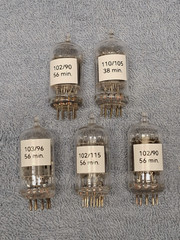 LOT OF 5 STRONG RCA 12AU7A CLEAR TOP GRAY PLATE TUBES, TV-7 TESTED #B-4