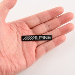 4PCS DIY ALPINE Audio Speaker Aluminum Logo Badge Replacement Piece 53mm X 9mm