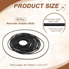 50Pcs Recorder Rubber Belts 40-190mm Mix Square Cassette Recorder(0.7,1mm Width)