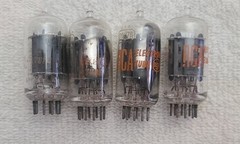 Very Strong Quad RCA 12AU7A Clear Top Grey Plate Side [] Getter