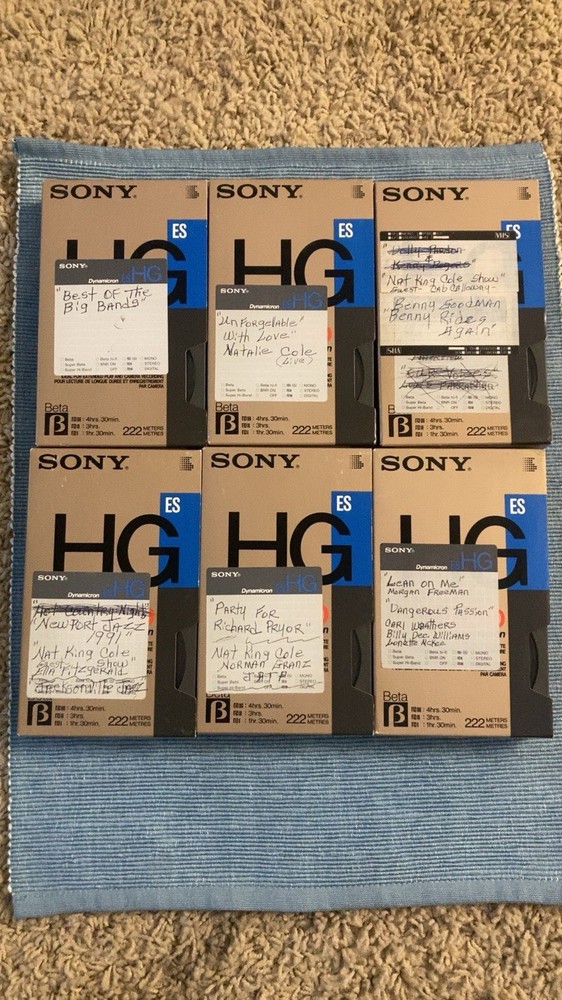 6 Sony Es HG Betamax L-750 Video Tapes in Original Case Vintage. Read Descrip.