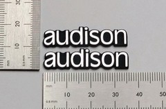 Audison Speaker Badge Logo Emblem Custom Incised Silver Pair With Adhesive