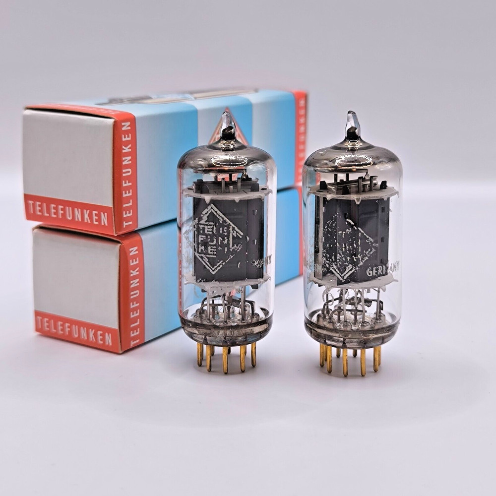 Telefunken 6211 gold pin, strong matched pair same codes, ULM factory, diamond