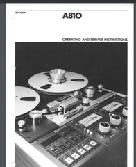 Studor A810 Reel to Reel Operating and Service Manual 179 pages Comb Bound