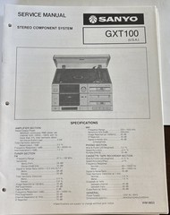 Sanyo. May/83/ GXT 100 Stereo Component System Servicio Manual