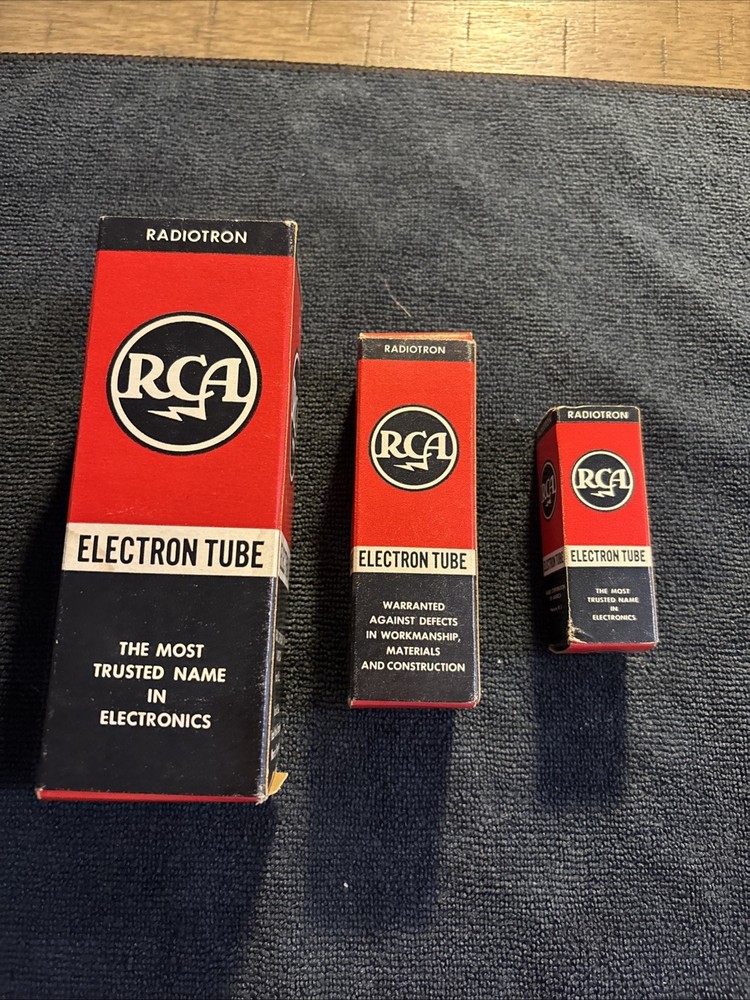 RCA VACUUM TUBES: NOS RCA Black Plate Lot – 6S4A, 1B3GT, 6CD6GA New Old Stock