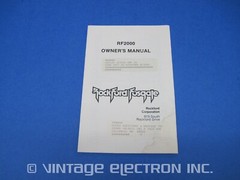 ROCKFORD FOSGATE RF2000 POWER AMPLIFIER OWNER&rsquo;S MANUAL (Same As Hafler JF2000)