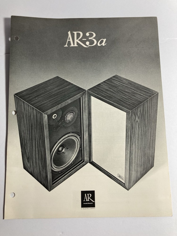Acoustic Research AR-3A Vintage Speakers Specifications Sheet