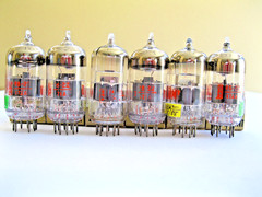 6 DUMONT 6DJ8/ECC88 VACUUM TUBES GRAY PLATE MATCHED DATE TV-7 TESTED READ.