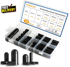 108PCS Vacuum Caps Assortment Vacuum Plugs Hose End Cap Rubber Vacuum Caps Kit