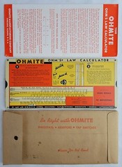 Rare Vintage « Ohmite » OHM&rsquo;s Law Calculator Instructions & Original Envelope 1945
