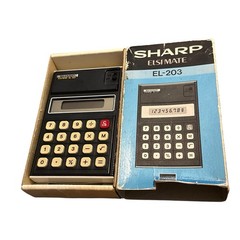 Vintage Sharp Elsimate EL 203 Electronic Calculator With Box and Manual