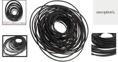 50-Pack Rubber Belts for Cassette Repair, Sizes 40mm-190mm, Black Durable Rubber