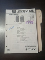 Sony SRS-A15/A25/PC15 Service Manual Original Repair Book Active Speaker