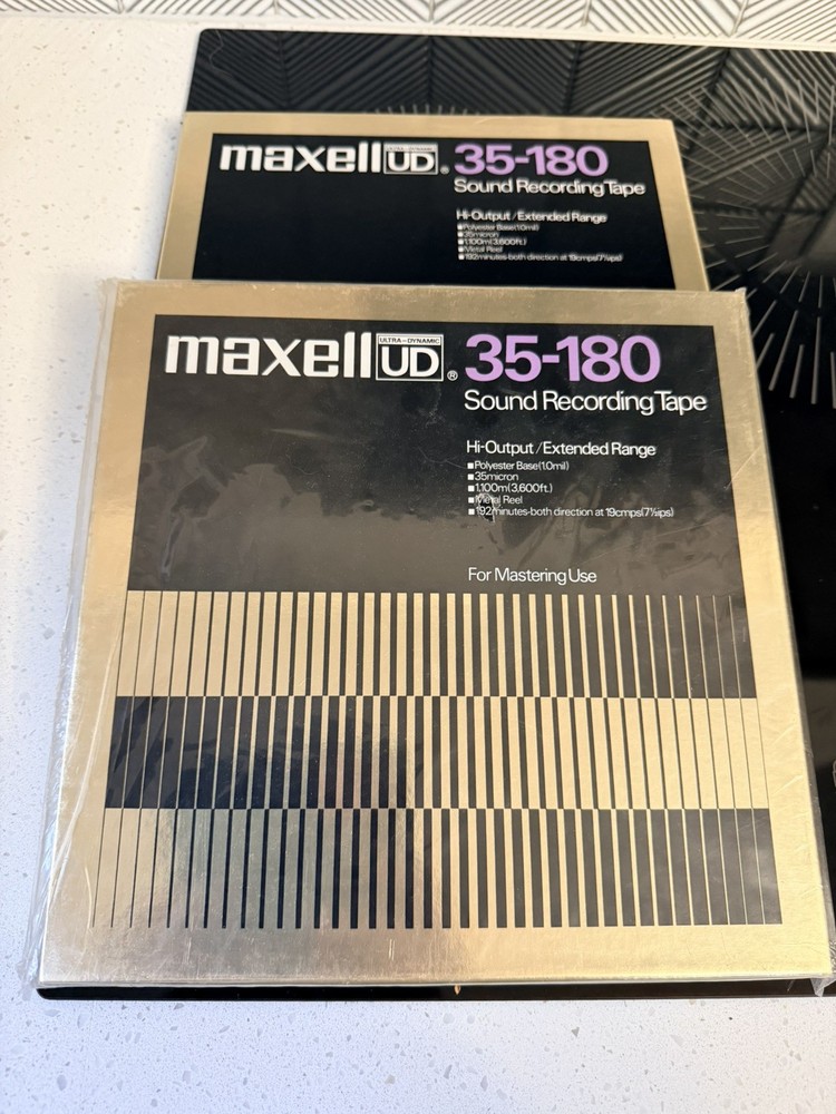 2 Maxell UD 35-180 Sound Recording Tape 3600 10.5 BLANK Reel to Reel factory bag