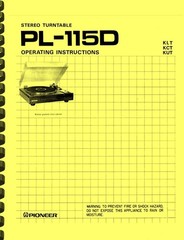 Pioneer PL-115D PL 115D Turntable OWNER&rsquo;S MANUAL and SERVICE MANUAL