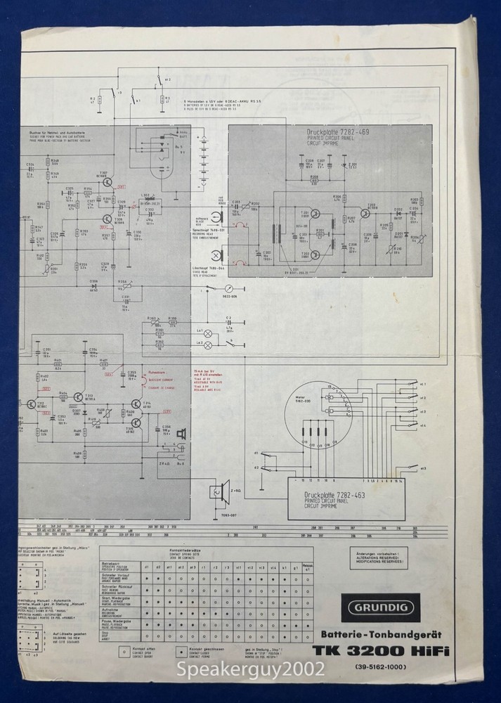 Original Grundig Paper Schematic TK 3200 HiFi (39-5162-1000)