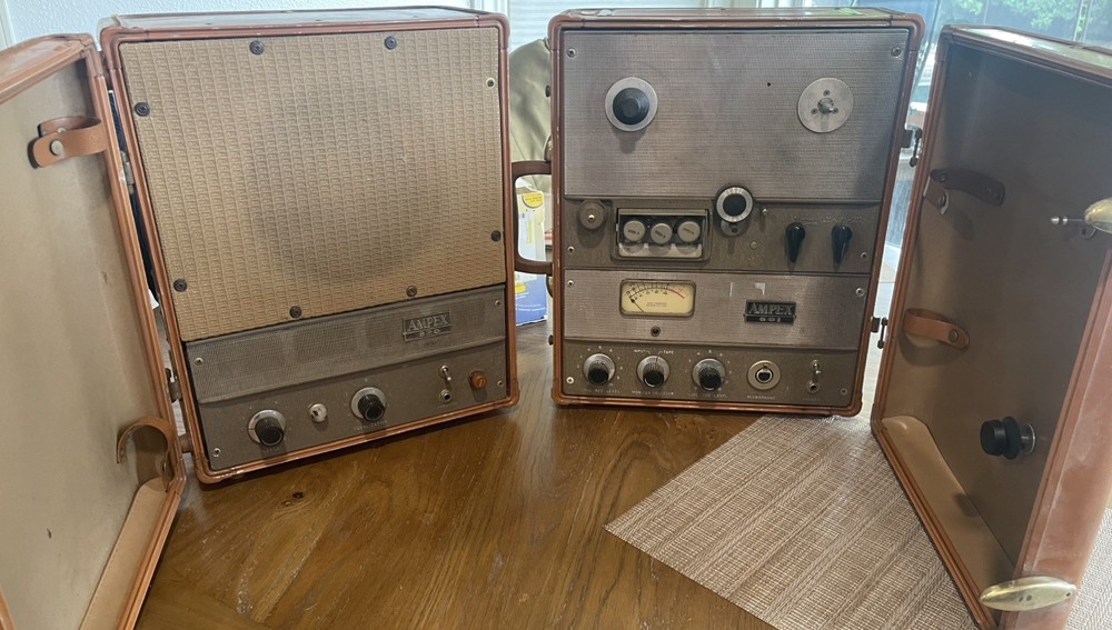 Ampex Model 601 Reel-to-Reel Tape Recorder AND Model 620 Amp/Speaker – Untested