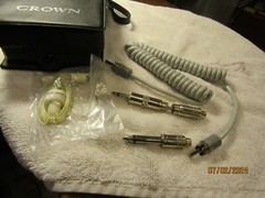 Vintage Crown Japan Cassette Recorder Accessory Case w Cable Plugs NOS 1960s