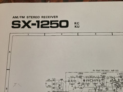 Pioneer SX- 1250 AM/FM Receiver Schematics- Large Print 24&Prime;x36&Prime;