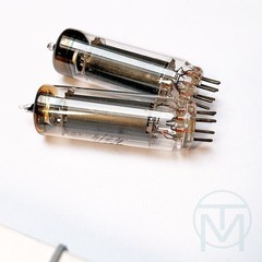 2x Tungsram 6AQ5 (EL90) Early Version, Flat Top, Black Plate, Fat Gtr! No Prints