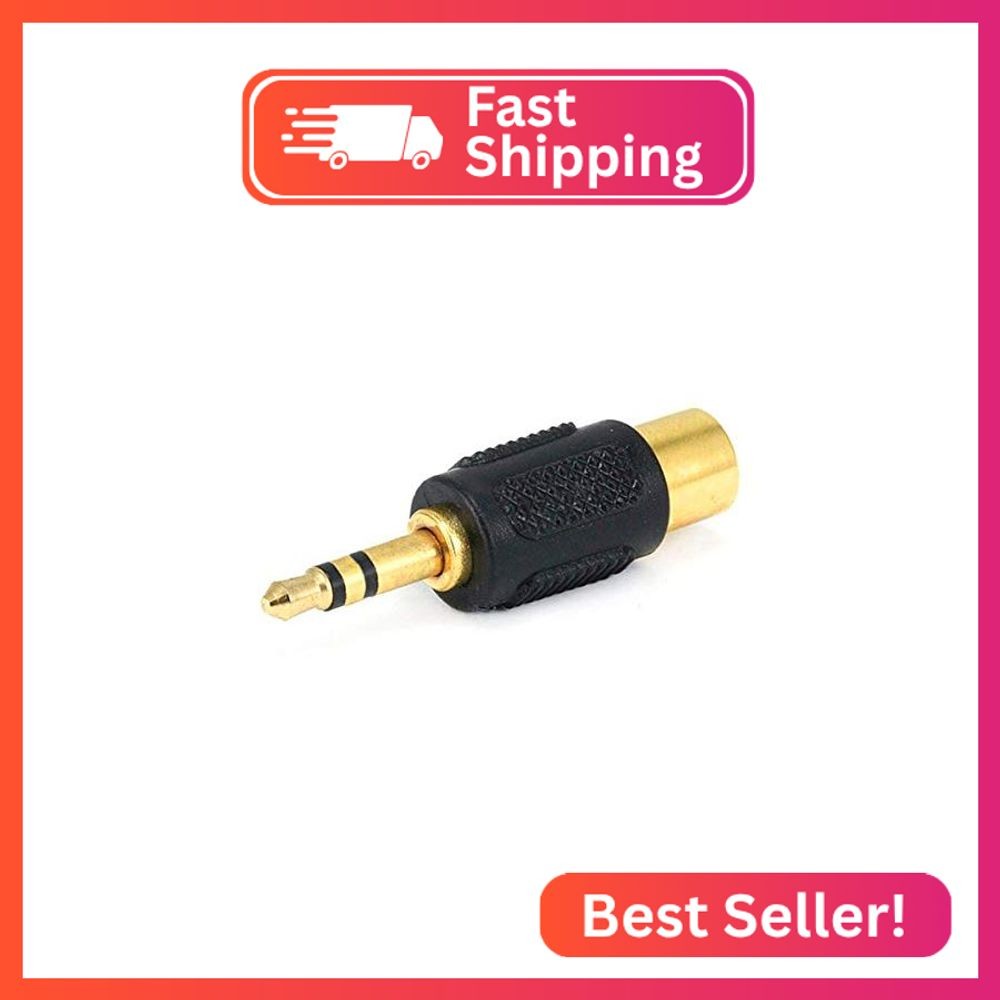 Monoprice 107147 3.5mm Stereo Plug to RCA Jack Adaptor, Gold Plated, Black