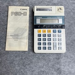 Canon P60-D Vintage Electronic Printing Calculator Gray White Japan with Box