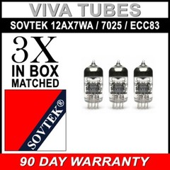 Gain Matched Trio (3) Sovtek 12AX7WA 7025 ECC83 Vacuum Tubes – Brand New