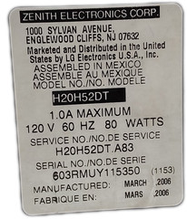 Zenith H20H52DT 20&Prime; Healthview CRT TV Vintage Television 2006