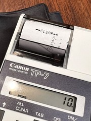 Vintage 1983 Canon TP-7 Pocket Printer Calculator w/ Box, Case, Adapter, Paper