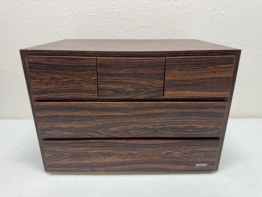 STANNY Rosewood Cassette Cabinet Wood Holder Japan Holds 117 Tapes – Excellent